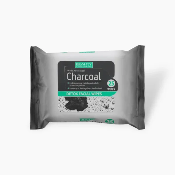 Beauty Formulas Charcoal Detox Facial Wipes – 25 Sheets