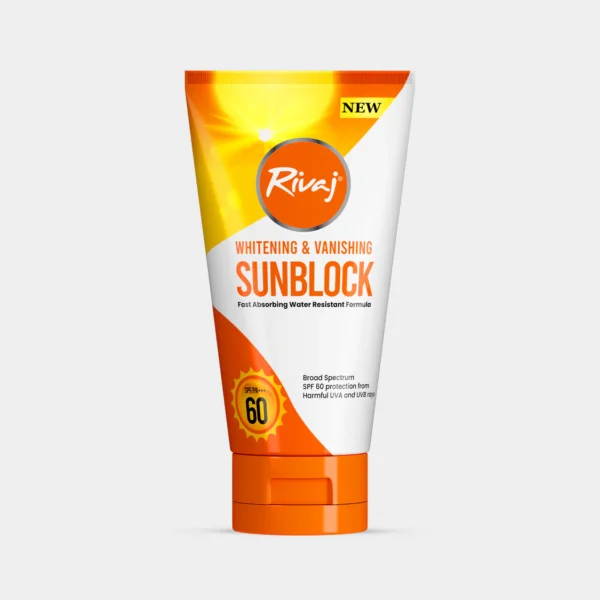 Rivaj Sunblock SPF60 – Whitening & Vanishing Formula for UV Protection