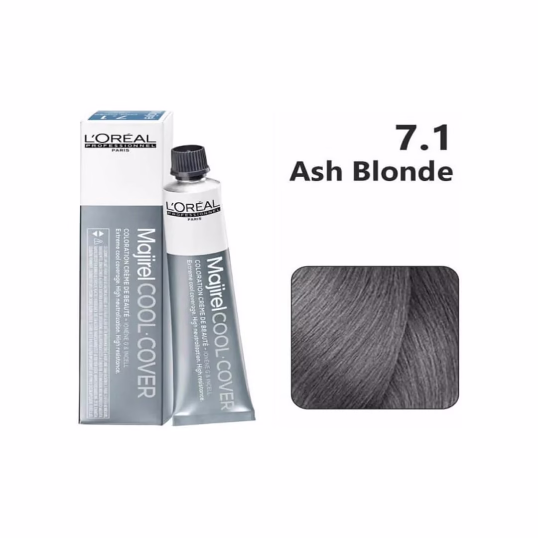 L’Oréal Professional Majirel Hair Color 7.1 Ash Blonde – Cool and Elegant Shade 60ml