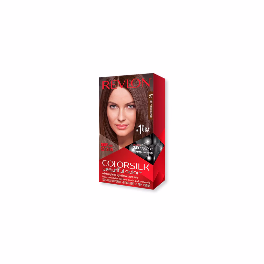 Revlon ColorSilk Hair Dye – Shade 27 Deep Rich Brown, 130ml
