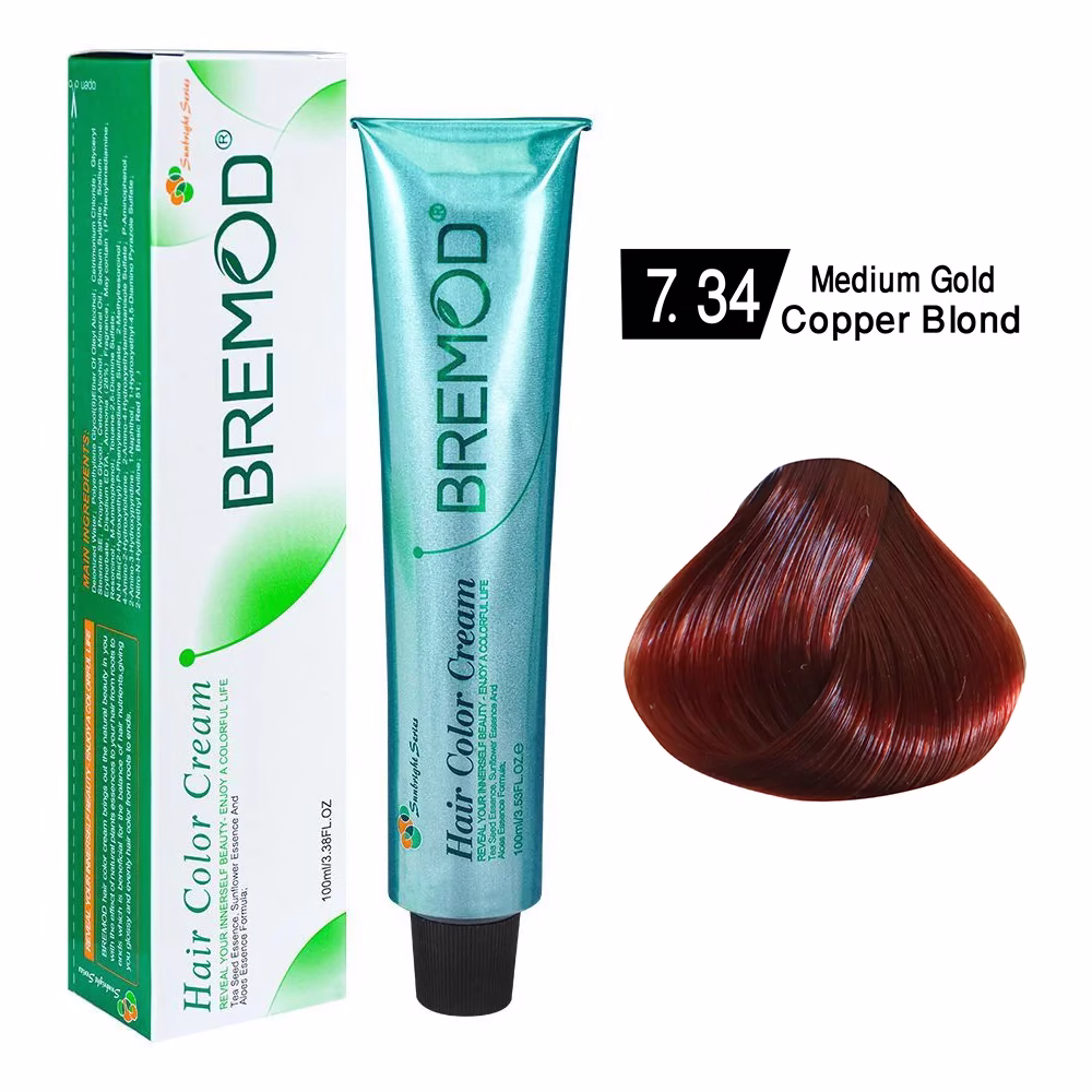 Bremod Hair Colour Medium Gold Copper Blond 7.34 100ml