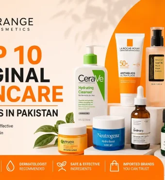 Top 10 original skincare products in Pakistan featuring CeraVe, Paula’s Choice, COSRX, Neutrogena, and other authentic skincare brands by Orange Cosmetics