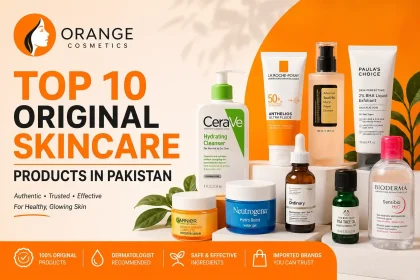 Top 10 original skincare products in Pakistan featuring CeraVe, Paula’s Choice, COSRX, Neutrogena, and other authentic skincare brands by Orange Cosmetics